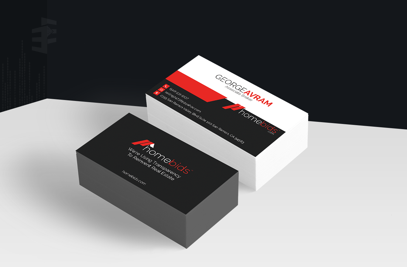 Work Example of Business Cards Design for Homebids Real Estate Solutions